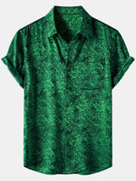 Jacquard Short-Sleeve Shirt with Floral Print