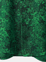 Jacquard Short-Sleeve Shirt with Floral Print