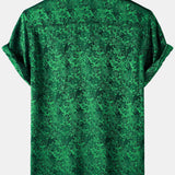 Jacquard Short-Sleeve Shirt with Floral Print