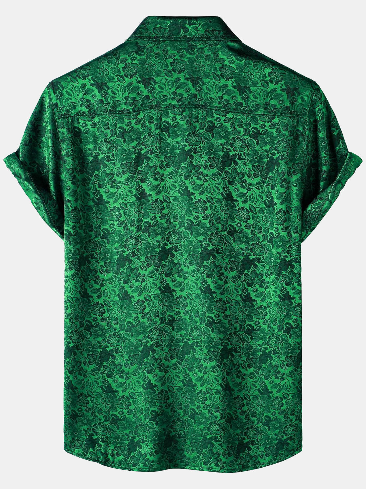 Jacquard Short-Sleeve Shirt with Floral Print