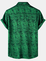 Jacquard Short-Sleeve Shirt with Floral Print