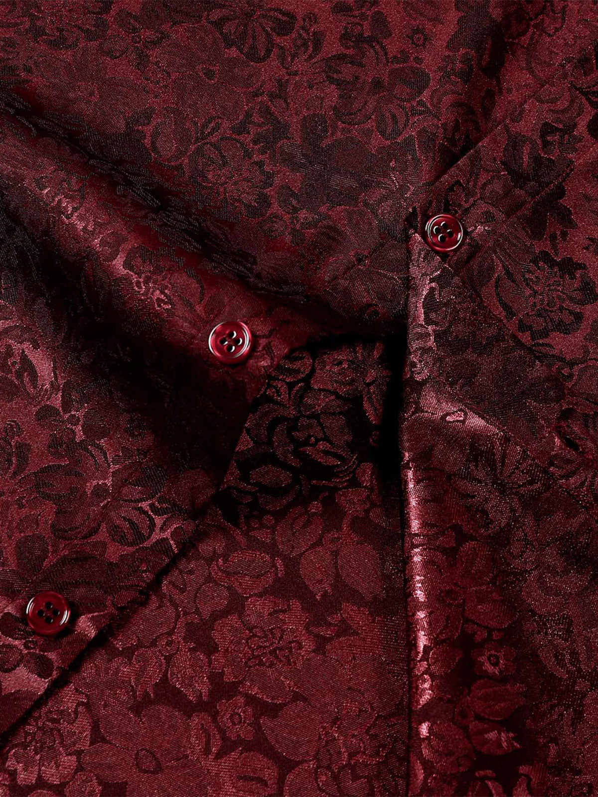 Jacquard Short-Sleeve Shirt with Floral Print