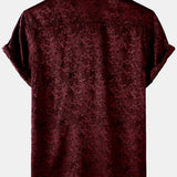 Jacquard Short-Sleeve Shirt with Floral Print