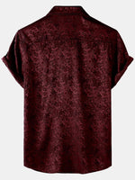 Jacquard Short-Sleeve Shirt with Floral Print