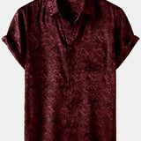 Jacquard Short-Sleeve Shirt with Floral Print