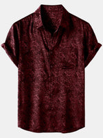 Jacquard Short-Sleeve Shirt with Floral Print