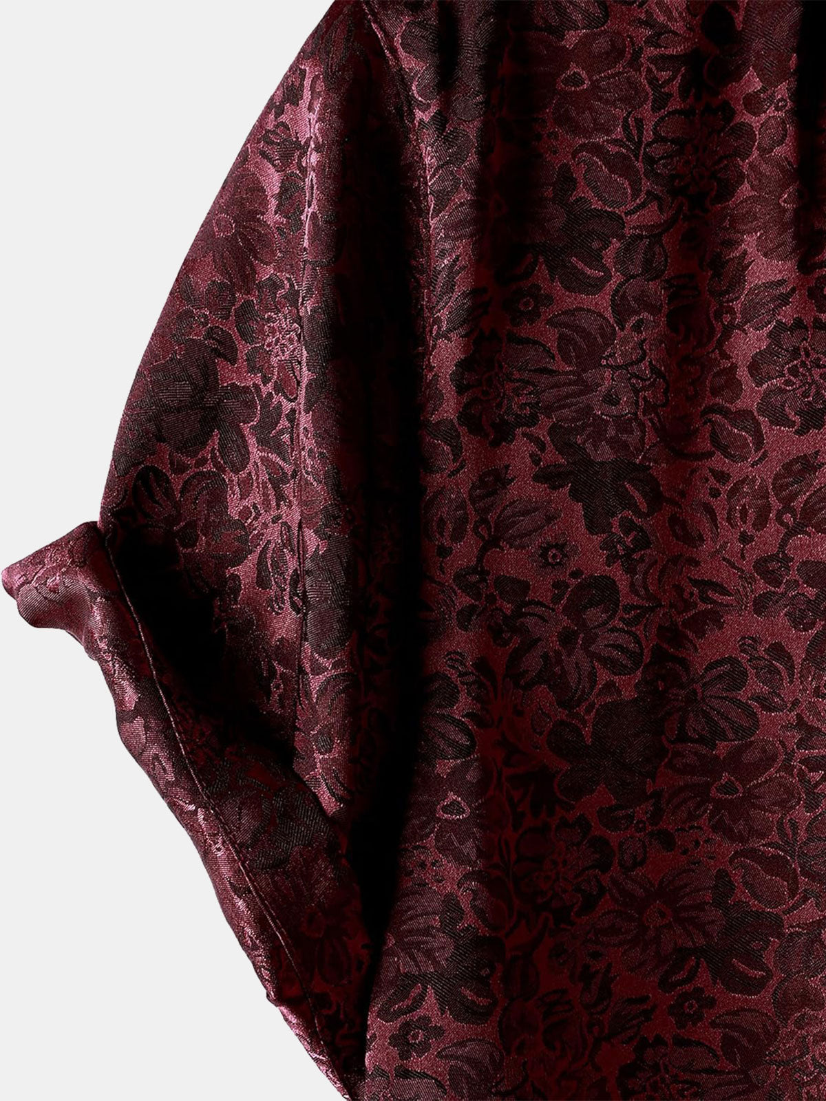 Jacquard Short-Sleeve Shirt with Floral Print