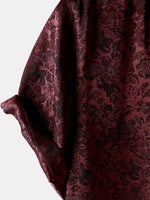 Jacquard Short-Sleeve Shirt with Floral Print