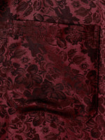 Jacquard Short-Sleeve Shirt with Floral Print