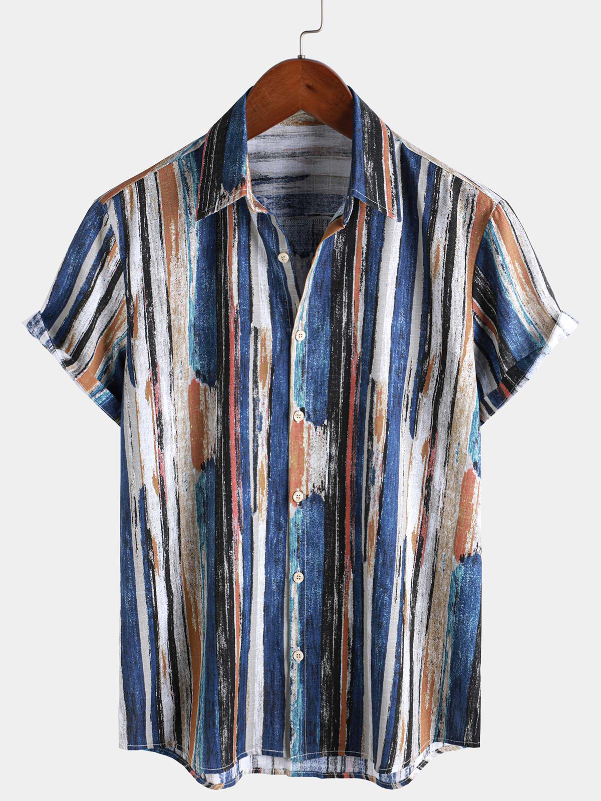 Striped Hawaiian Short-Sleeve Summer Shirt