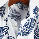 Hawaiian Summer Short Sleeve Shirt with Tropical Leaf Pattern