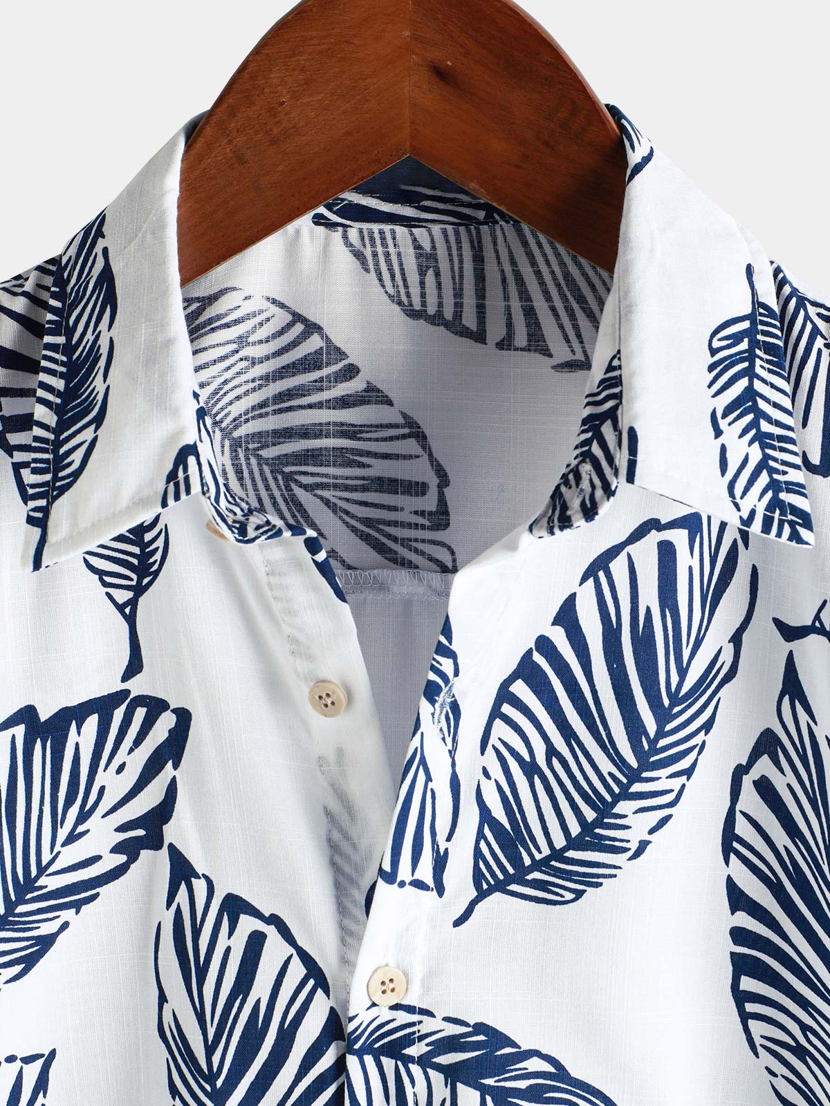 Hawaiian Summer Short Sleeve Shirt with Tropical Leaf Pattern