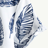 Hawaiian Summer Short Sleeve Shirt with Tropical Leaf Pattern