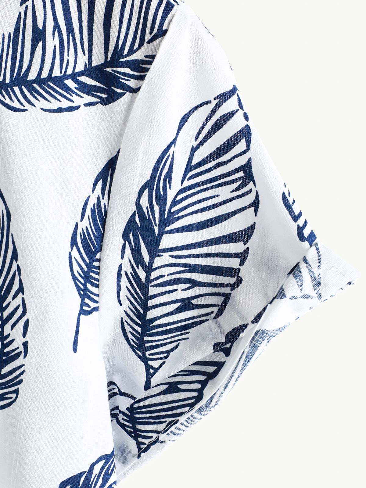 Hawaiian Summer Short Sleeve Shirt with Tropical Leaf Pattern