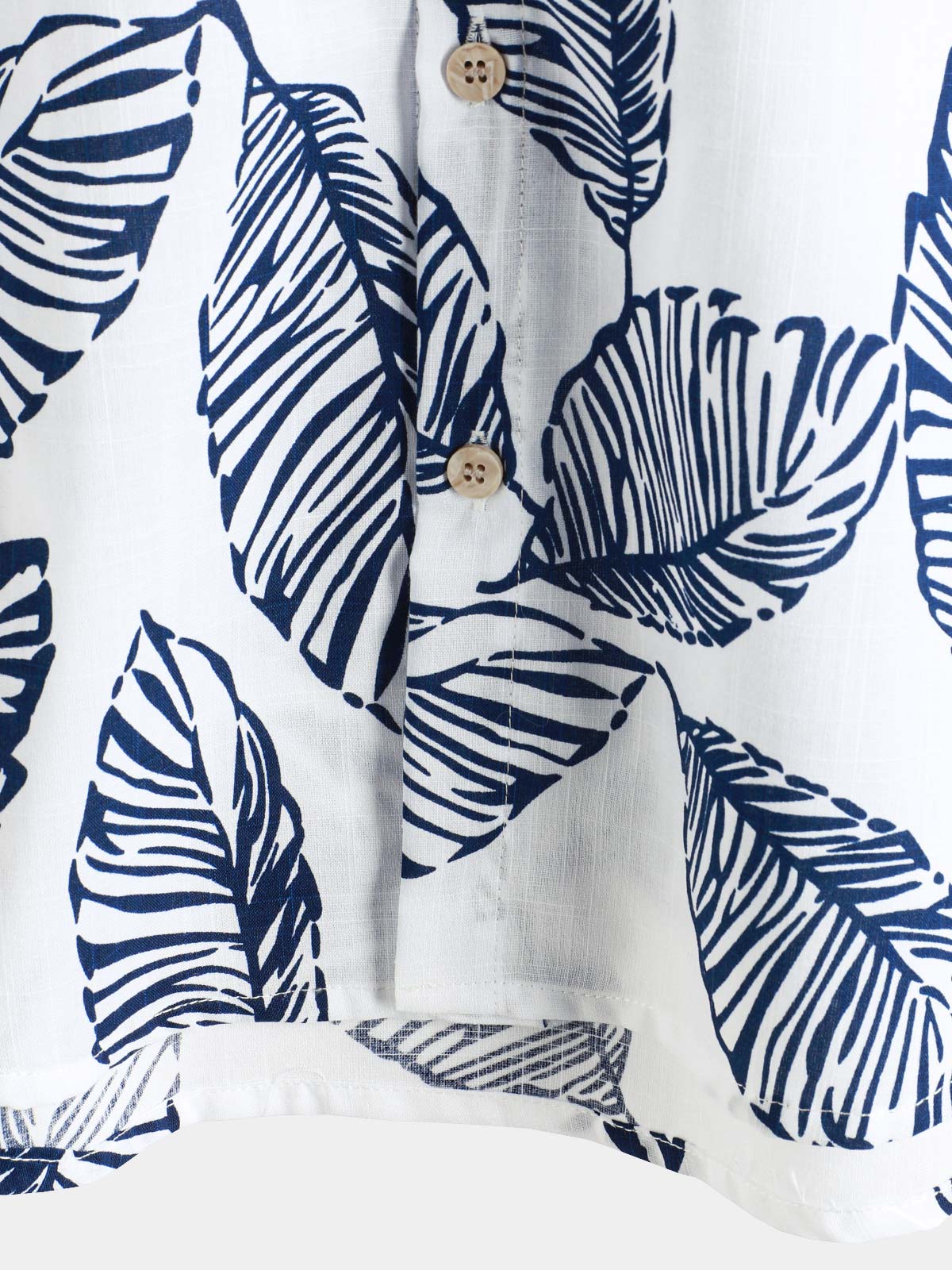Hawaiian Summer Short Sleeve Shirt with Tropical Leaf Pattern