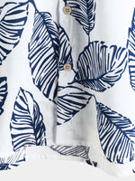 Hawaiian Summer Short Sleeve Shirt with Tropical Leaf Pattern