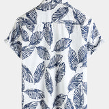 Hawaiian Summer Short Sleeve Shirt with Tropical Leaf Pattern
