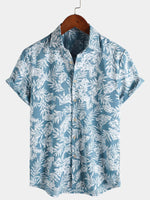 Blue Tropical Hawaiian Summer Short Sleeve Shirt
