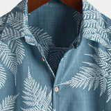 Tropical Blue Short-Sleeve Button-Up Summer Shirt