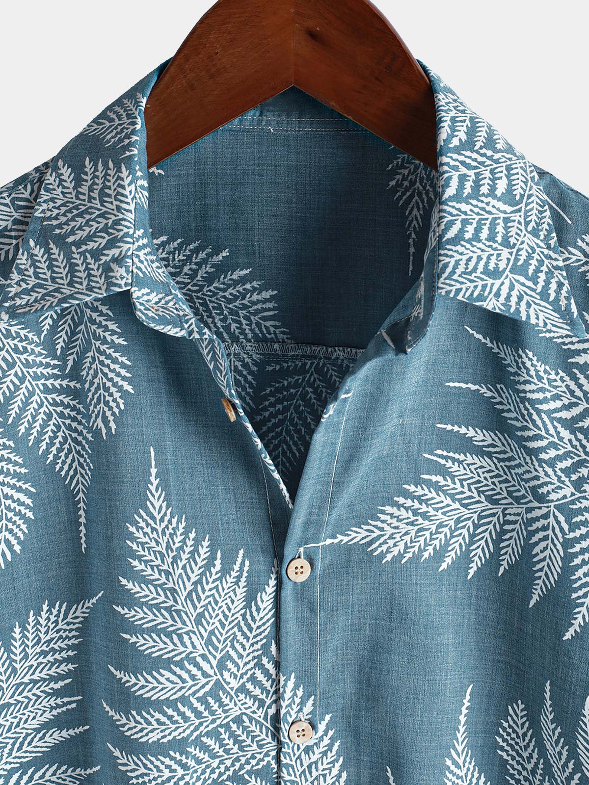 Tropical Blue Short-Sleeve Button-Up Summer Shirt