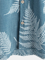 Tropical Blue Short-Sleeve Button-Up Summer Shirt