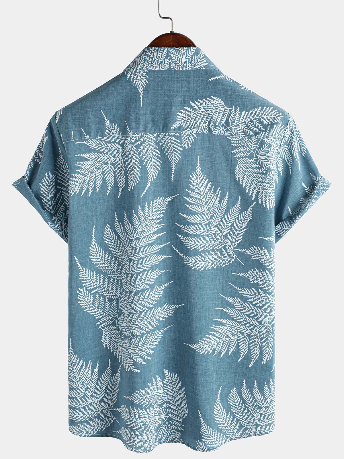 Tropical Blue Short-Sleeve Button-Up Summer Shirt