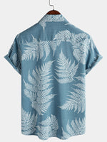 Tropical Blue Short-Sleeve Button-Up Summer Shirt
