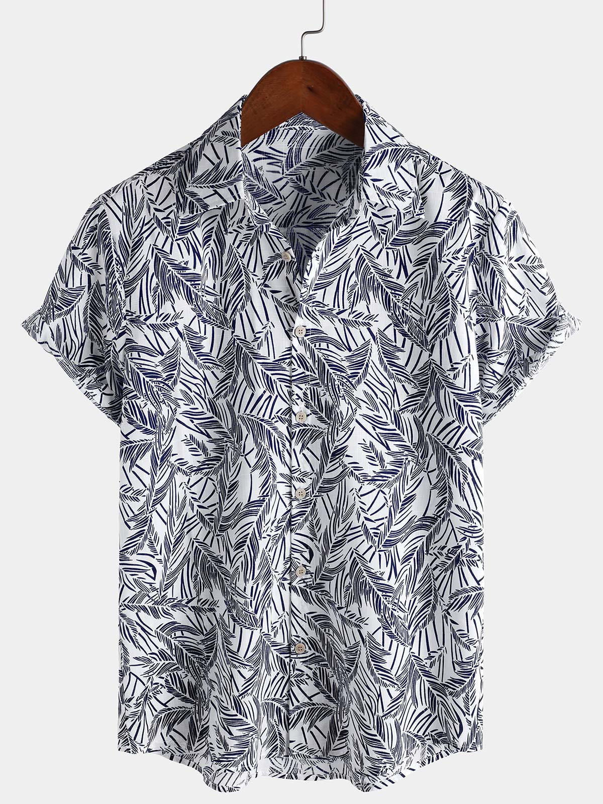 Tropical Blue Short-Sleeve Button-Up Summer Shirt