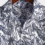 Tropical Blue Short-Sleeve Button-Up Summer Shirt