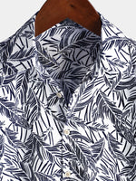 Tropical Blue Short-Sleeve Button-Up Summer Shirt