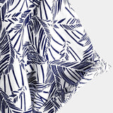 Tropical Blue Short-Sleeve Button-Up Summer Shirt