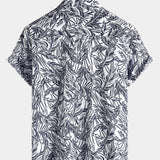 Tropical Blue Short-Sleeve Button-Up Summer Shirt