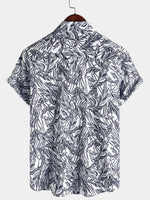Tropical Blue Short-Sleeve Button-Up Summer Shirt