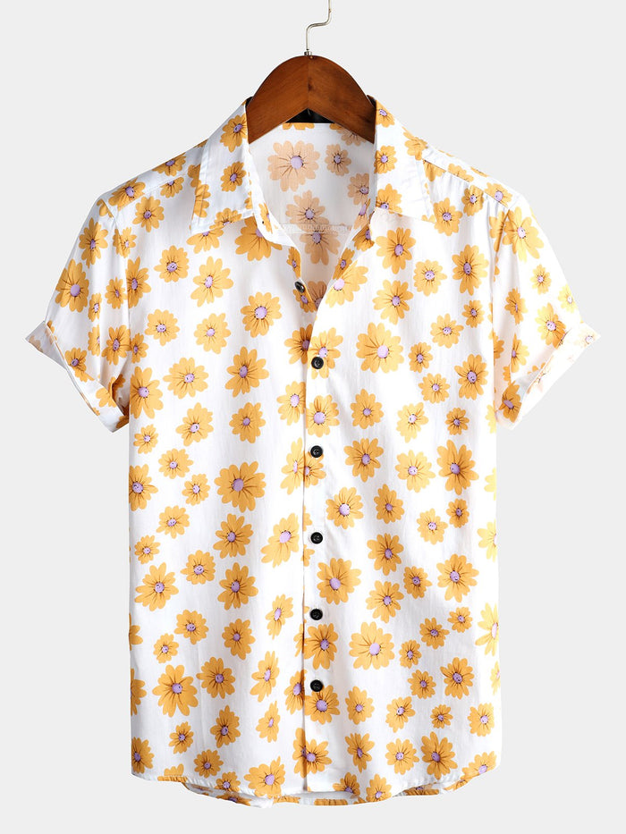 Tropical Hawaiian Flower Shirt with Daisy Print
