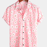 Hawaiian Flower Short Sleeve Shirt with Daisy Print