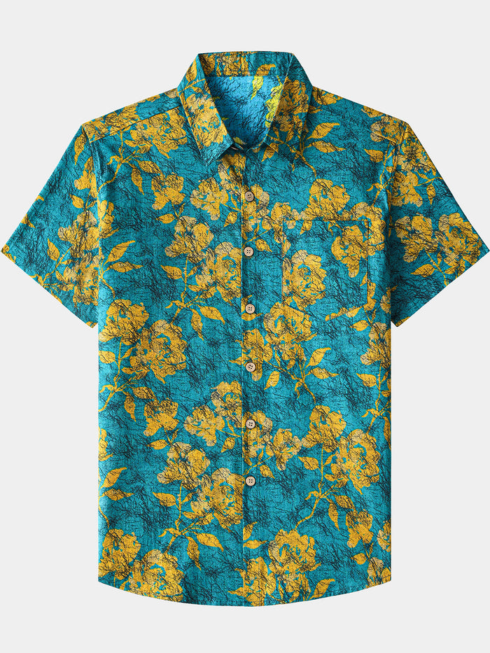 Tropical Botanical Pattern Casual Cruise Shirt