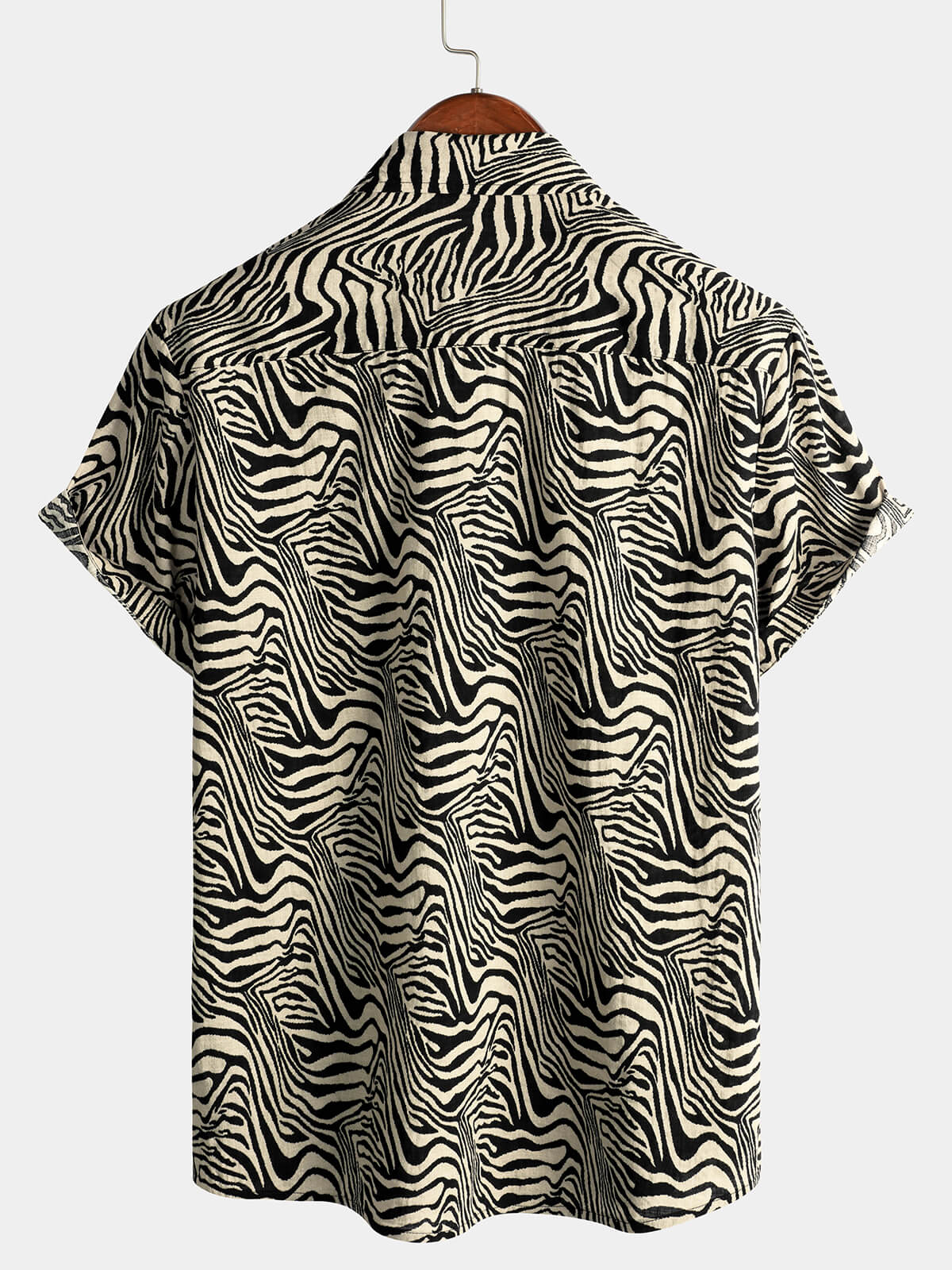 Vintage Summer Tiger Print Short-Sleeve Button-Up Shirt