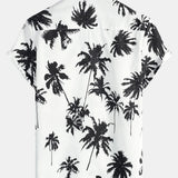 White Hawaiian Short Sleeve Shirt with Tropical Palm Print