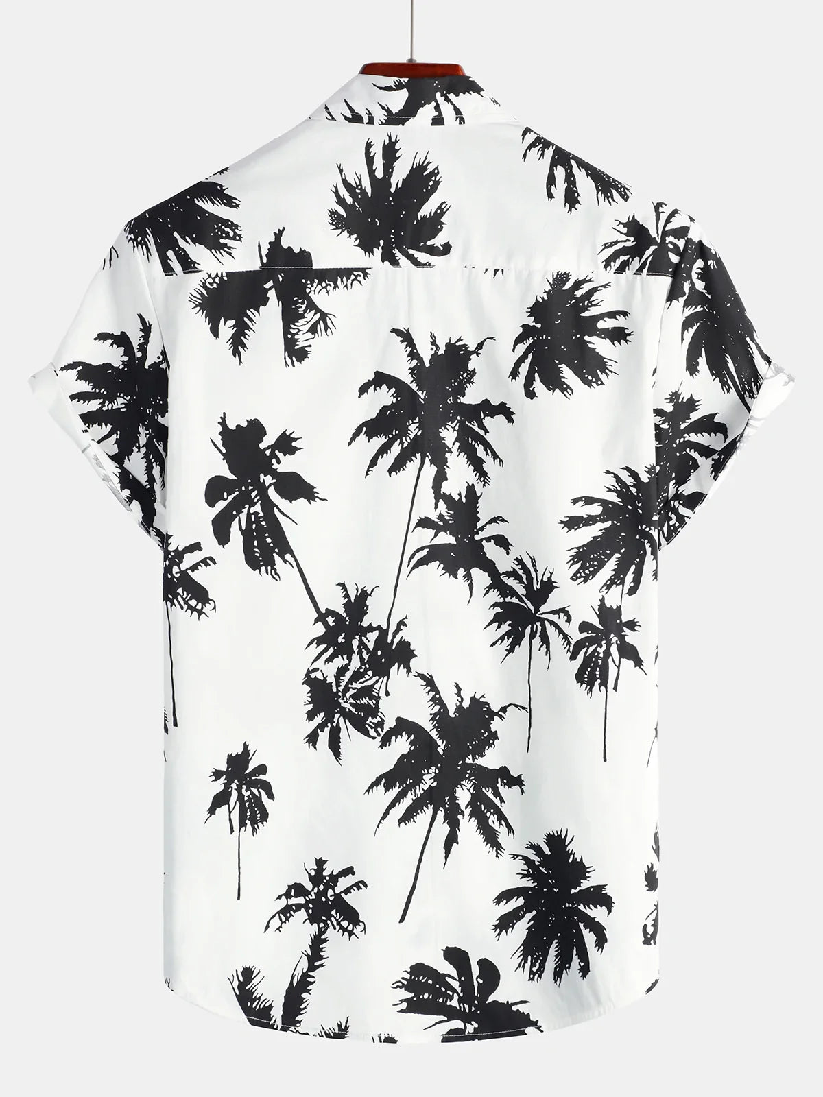 White Hawaiian Short Sleeve Shirt with Tropical Palm Print
