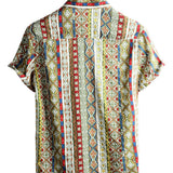 Retro Cotton Boho Shirt with Short Sleeves for Men