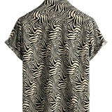 Summer Men's Vintage Tiger Pattern Shirt, Light for Beach Holidays, Short Sleeves and Buttons