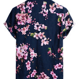 Men's Cotton Short-Sleeve Shirt with Floral Pattern