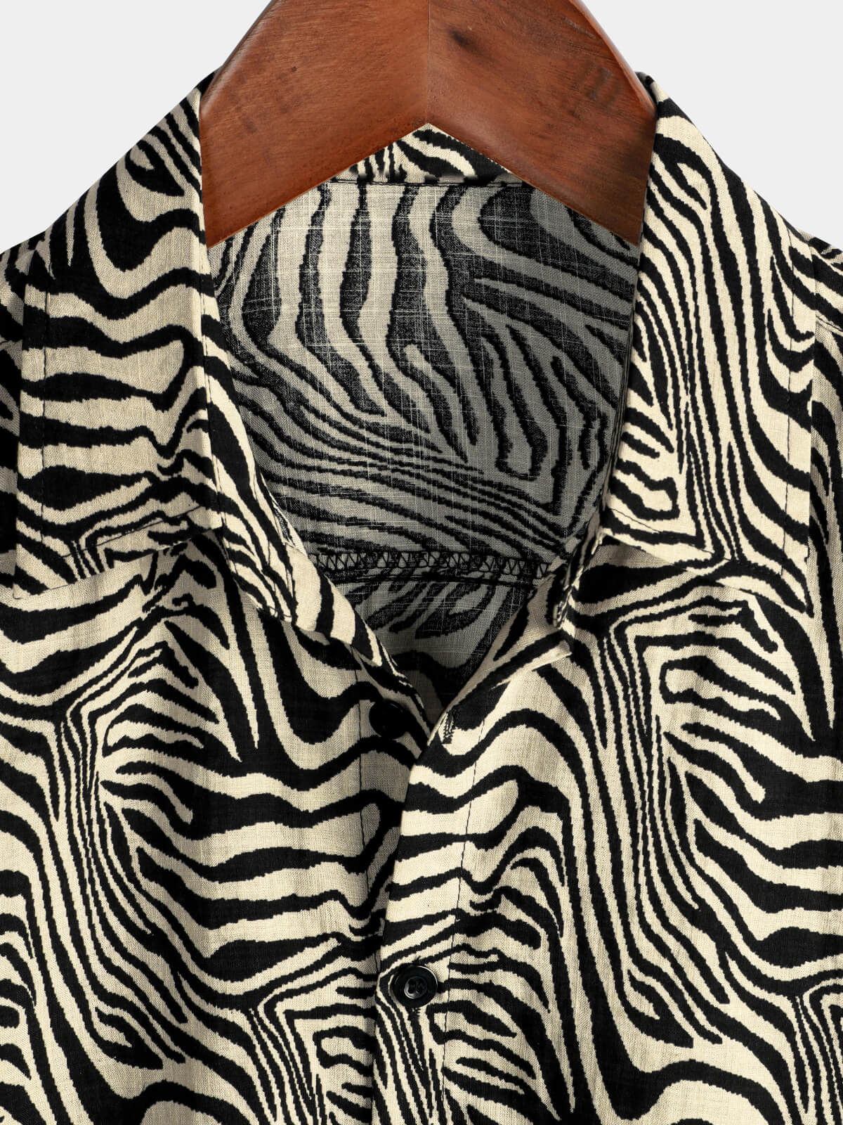 Vintage Summer Tiger Print Short-Sleeve Button-Up Shirt