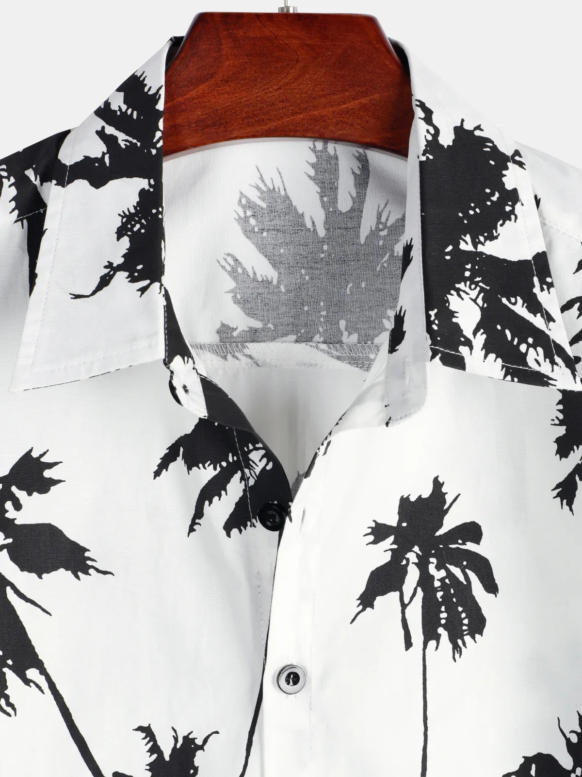 White Hawaiian Short Sleeve Shirt with Tropical Palm Print