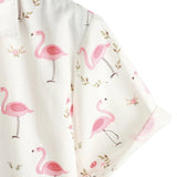 Short Sleeve Cotton Shirt with Pink Flamingo Print for Men
