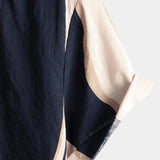 Navy Button-Up Short Sleeve Casual Striped Shirt