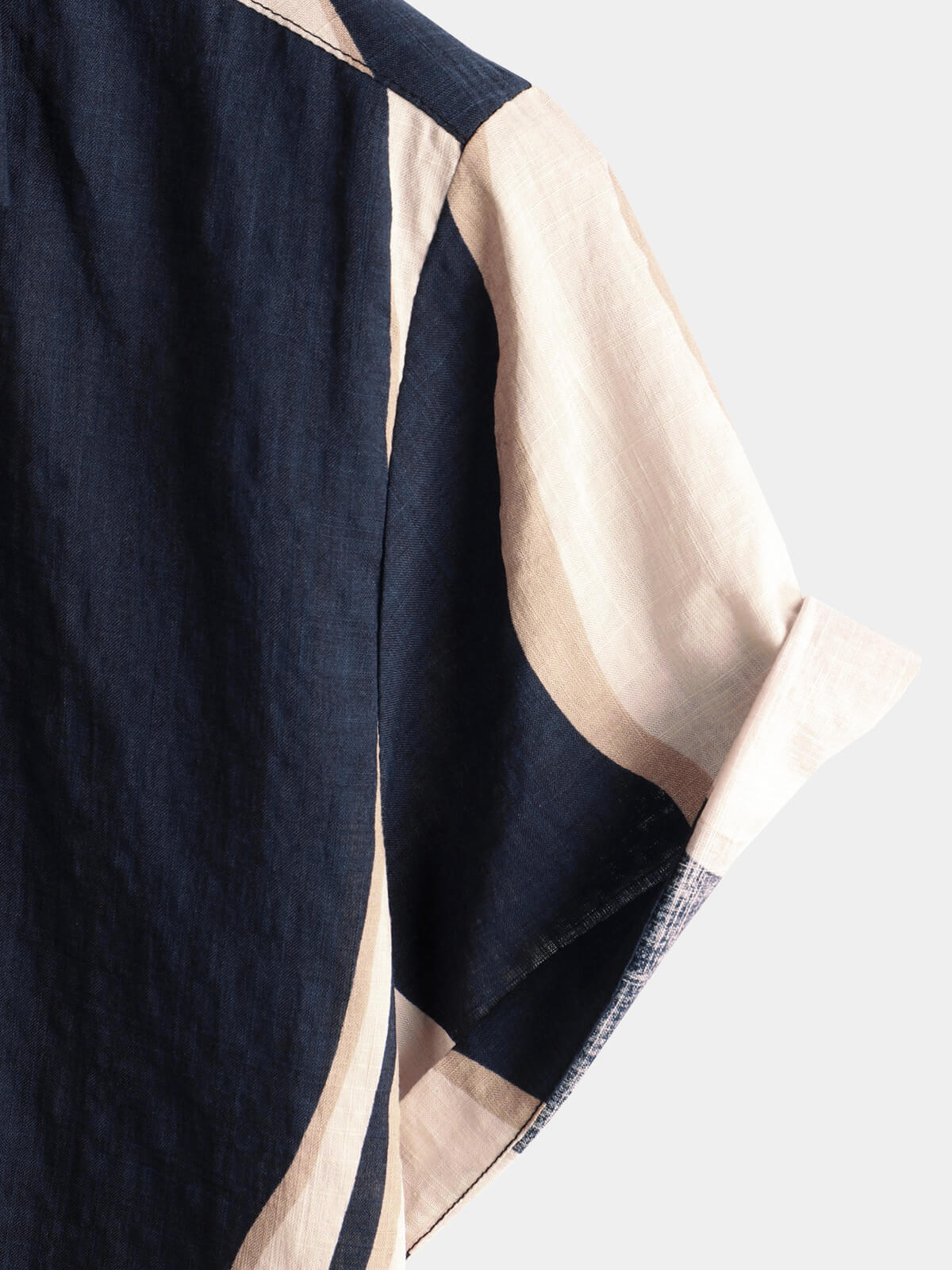 Navy Button-Up Short Sleeve Casual Striped Shirt