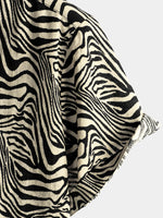 Vintage Summer Tiger Print Short-Sleeve Button-Up Shirt