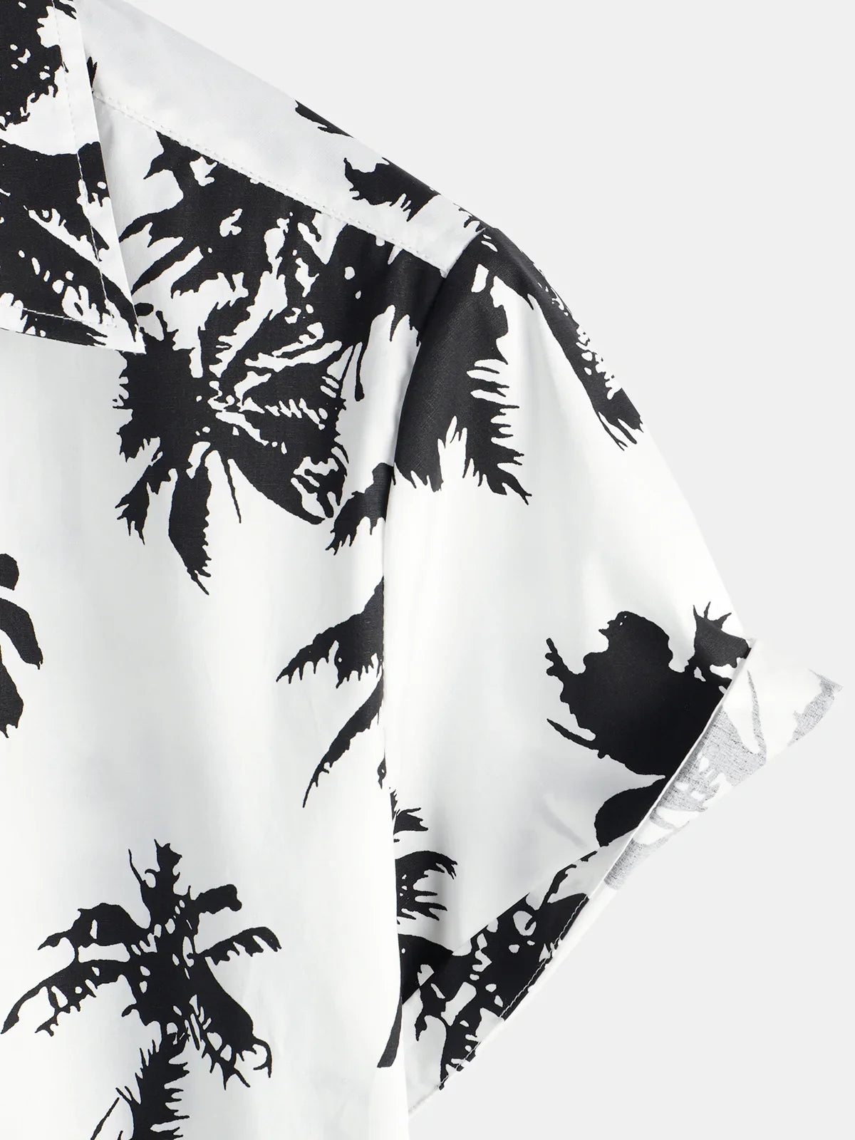 White Hawaiian Short Sleeve Shirt with Tropical Palm Print