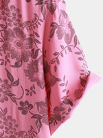 Hawaiian Short-Sleeve Button Breathable Shirt, Pink Floral Print